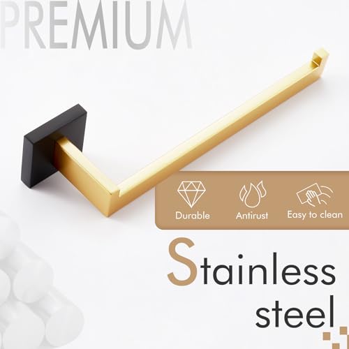 KOKOSIRI Towel Bar for Bathroom Wall Mount 9'' Hand Towel Holder T-304 Stainless Steel Bath Kitchen Accessories Matte Black and Brushed Gold, B3003GDK - color: Black Gold