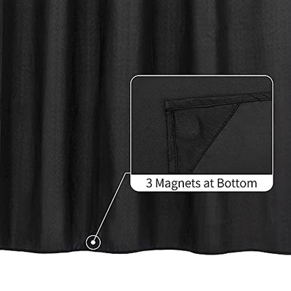 ALYVIA SPRING Waterproof Fabric Shower Curtain Soft Hotel Quality - 3 Magnets at Bottom, Premium Black Shower Curtain Liner for Bathroom, Light-Weight Cloth & Washable - 72x72, Black - color: Black, size: 72"W x 72"L (Pack of 1)