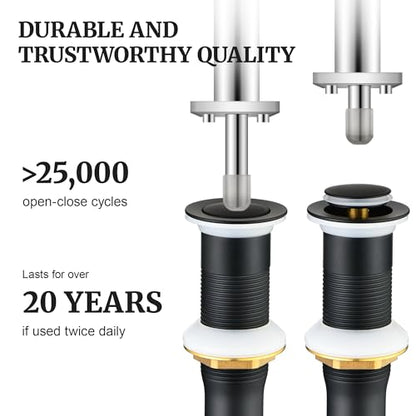Pop up Sink Drain Stopper for Bathroom Vessel Vanity Sink Art Basin Matte Black, Small Cap Without Overflow, Metal Pop-up Drain Strainer with Detachable Basket Stopper (Pack of 2) - color: Matte Black, size: Without Overflow (Pack of 2)