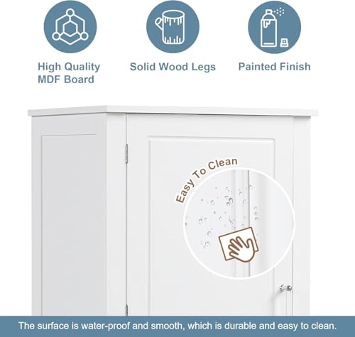 Tall Bathroom Storage Cabinet, Wood Bathroom Kitchen Pantry Cabinet with 2 Drawers and 2 Adjustable Shelves, Freestanding (White) - color: White, size: 23“x15”x61“