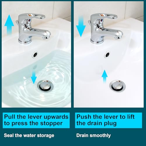 2Pack Sink Drain Parts, Lavatory Pop-Up Stopper Assembly with Plug, Bathroom Sink Drain Repair Kit,Pop-Up Drain Repair Kit,Pivot Ball Rod Replacement Fits Price Pfister & Most Popular Bands - size: Rod + Plug 2 Set