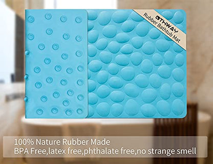Non-Slip Bathtub Mat OTHWAY Soft Rubber Bathroom Bathmat with Strong Suction Cups (Blue) - color: Blue, size: 40" x 16" (Rectangular)