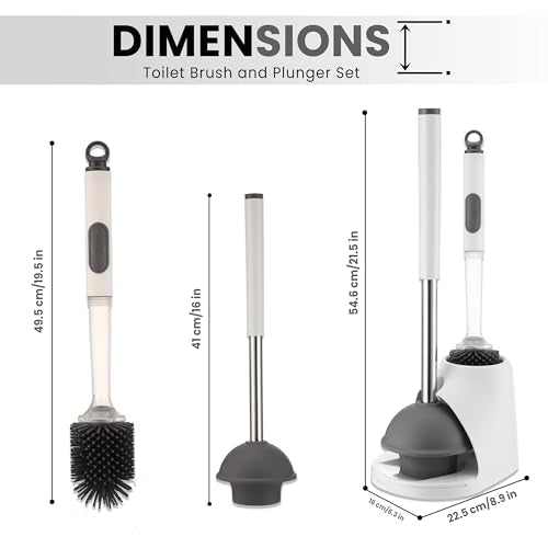 Toilet Brush & Plunger Set - Toilet Bowl Brush and Holder, Refillable Liquid Dispenser Brush - 2 in 1 Silicone Toilet Brush & Plunger Set for Bathroom