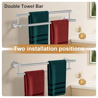 Bath Towel Holders 24 Inch, Chrome Polished SUS304 Stainless Steel Towel Racks for Bathroom - Wall Mounted Bathroom Towel Racks - color: Chrome Polished