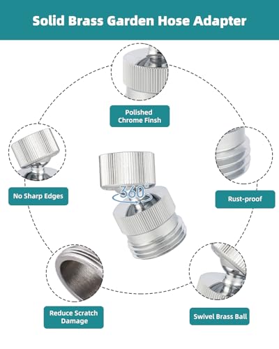 Hibbent Swivel Faucet Adapter Kit, Solid Brass 3/4" Garden Hose Adapter with Aerator, 360 Degree Kitchen Sink Faucet Aerator Adapter for Female and Male to Male, Chrome - color: Chrome, style: Female Thread