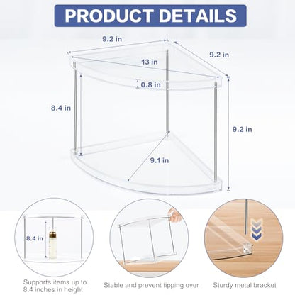2 Tier Corner Bathroom Organizer, Clear Bathroom Counter Shelf for Vanity Countertop, Kitchen, Sink Storage, Tiered Skincare Organizer for Makeup, Perfume, Beauty Supplies (Triangular)