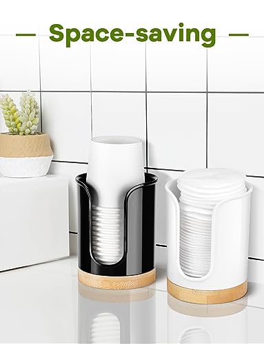 Bathroom Cup Dispenser - Small Cup Holder for Dixie 3 oz Bathroom Cups, Mouthwash Cups, 3 4 Ounce Cup Dispenser - PC/Bamboo, Black, Pack of 1 - color: Black/Bamboo/1Pack