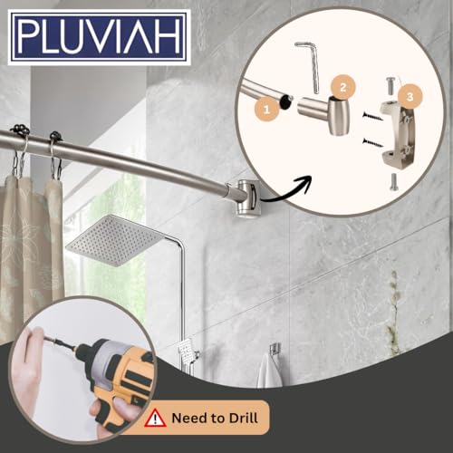 60-Inch Stainless Steel Curved Shower Curtain Rod, 5 Foot Mounted Non-Telescoping Rust Proof (Brushed Nickel) - color: Nickel