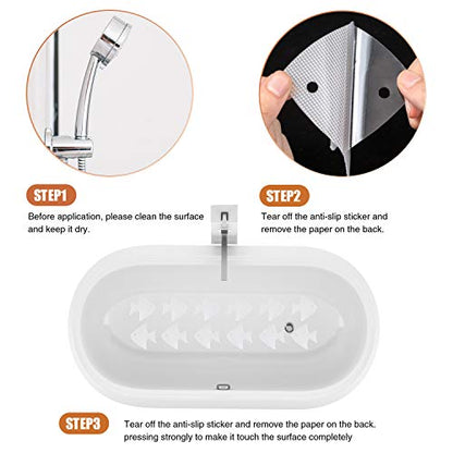 Secopad Bathtub Stickers Non-Slip, 24 PCS Safety Shower Treads Adhesive Appliques with Premium Scraper - color: Clear