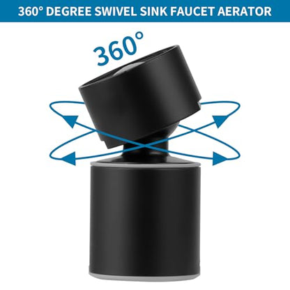 Hibbent NSF/ANSI/CAN 61 & cUPC Certified Faucet Aerator, Matte Black | 360° Twist Kitchen Sink Aerator, Dual-function Sink Sprayer Attachment, Faucet Replacement Part 55/64'' Female Thread - color: Matte Black, style: Classic 360 Degree Faucet Aerator