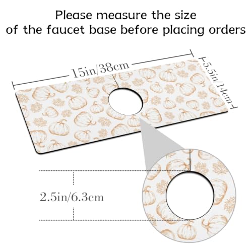 Fall Kitchen Sink Splash Guard Faucet Mat,White Maple Leaf Pumpkin Autumn Thanksgiving Faucet Non-Slip Absorbent Mat,Farmhouse Sink Splash Guard Behind Faucet for Kitchen Bathroom, 15"x5.5" - color: Drying Faucet Mat 18