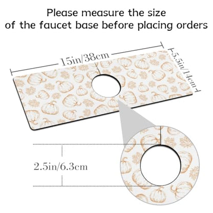Fall Kitchen Sink Splash Guard Faucet Mat,White Maple Leaf Pumpkin Autumn Thanksgiving Faucet Non-Slip Absorbent Mat,Farmhouse Sink Splash Guard Behind Faucet for Kitchen Bathroom, 15"x5.5" - color: Drying Faucet Mat 18