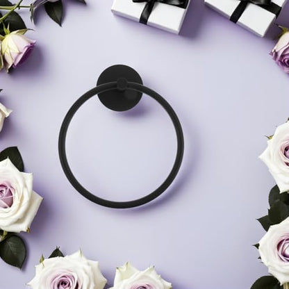 NUOBESTY Self-Adhesive Round Towel Ring Stainless Steel Hand Towel Holder Wall Mounted No Drilling Bathroom and Kitchen