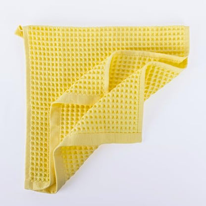 PÜSKÜL Natural 100% Turkish Cotton Waffle Kitchen Towels Set of 3 | Oeko-Tex, Premium Waffle Hand Towels for Bathroom | Soft Absorbent Quick-Dry Lint-Free Dish Towel Large 32x16 inch (3, Light Yellow) - color: Light Yellow