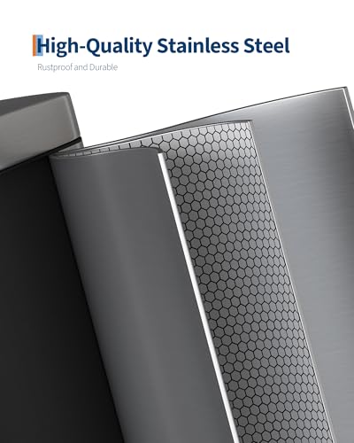 Garvee 1.6 gal / 6 L Stainless Steel Bathroom Trash Can with Lid, Slim Waterproof Garbage Can for Bedroom, Small Step-on Metal Trash Bin with Inner Bucket, Rear Handle, Soft Close Lid, Silver - color: Silver, size: 1.6 Gallons