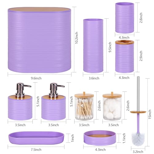 25 PCS Purple Bathroom Accessories Set丨Shower Curtain Bathroom Accessory | All-in-One Kit with Shower Curtain,rug,Trash Can,Toothbrush Holder,Toilet BrushSoap Dispenser,Toothbrush Cup,etc for Home - color: Purple