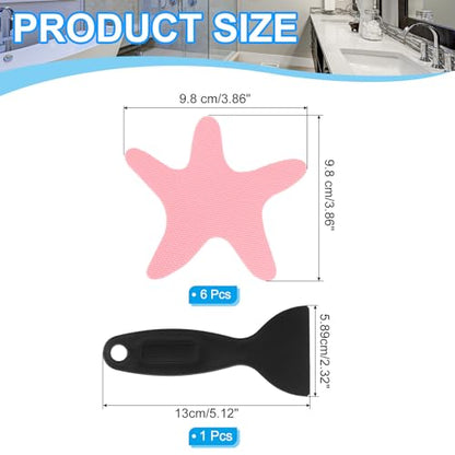PATIKIL Bathtub Non Slip Stickers 3.86x3.86 Inch, 6 Pack Starfish Safety Shower Floor Anti Slip Stickers with Adhesive Decals Scraper for Bath Tub Shower Floor Stair, Pink - color: Pink