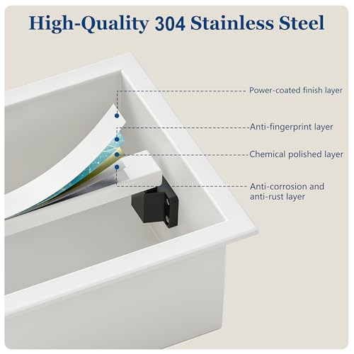 Qeke Recessed Toilet Paper Holder 304 Stainless Steel, Matte White | Rustproof Toilet Paper Holder Built-in, in Wall Tissue Paper Holder with Push-to-Open Rod for Bathroom & RV - color: Matte White