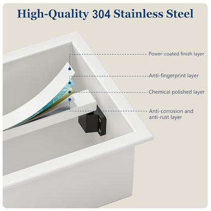 Qeke Recessed Toilet Paper Holder 304 Stainless Steel, Matte White | Rustproof Toilet Paper Holder Built-in, in Wall Tissue Paper Holder with Push-to-Open Rod for Bathroom & RV - color: Matte White