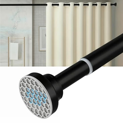 Black Shower Curtain Rod Adjustable 30-58 Inch, 7/8"Diameter 304 Stainless Steel Never Rust Non Slip Heavy Duty Tension Rod, No-Drill Spring Curtain Rod for Bathroom Kitchen - color: Black, size: 30-58 Inch