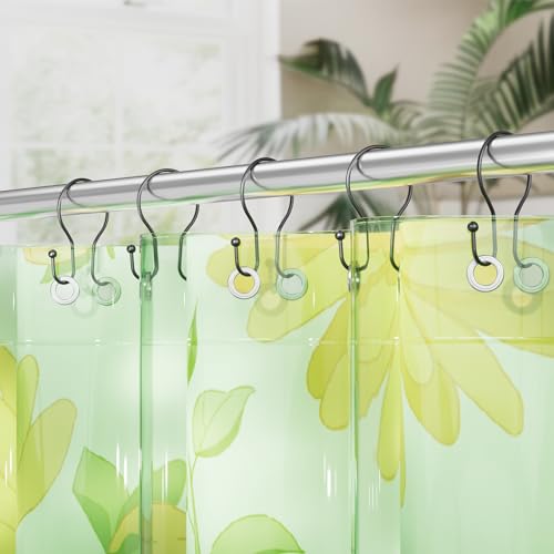 AmazerBath Shower Curtain Hooks Black Shower Curtain Rings, Simple Double Hook Shower Curtain Hooks Rust Proof, Smooth Sturdy Metal Shower Hooks for Shower Curtain Rod, 12 Pcs Shower Rod Hooks - color: Black, style: Minimalist - Double Shower Hooks