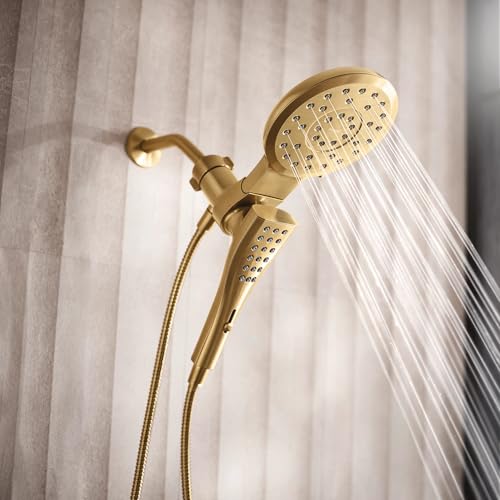 Moen Verso Magnetix Handheld & Rain Shower Head Combo, Brushed Gold | 8-Function Handheld, 7-Inch Rain Shower Head, Detachable with 72-Inch Metal Hose, Model 220C3BG - color: Brushed Gold