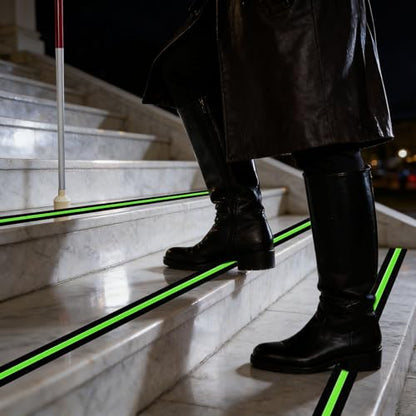 Glow in Dark Anti Slip Tape, 2" x50FT Heavy Duty Waterproof Safety Grip Tape for Stairs, Pool, Bathroom - Black & Glow Stripe Indoor/Outdoor Multi-Purpose Traction Tape - size: 2 Inch x 50 Feet