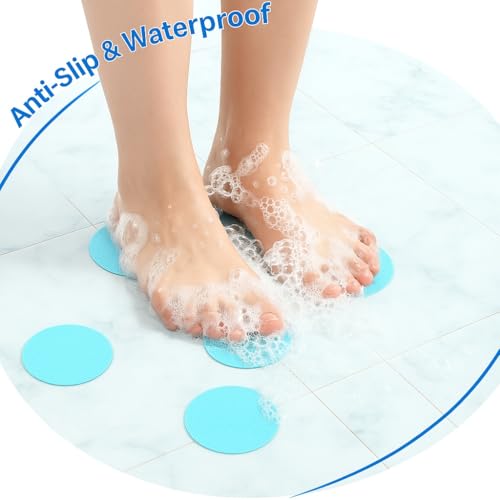 Anti Slip Shower Stickers - 50 PCS Bathtub Non Slip Stickers with Premium Scraper for Bath Tub Shower Bathroom Edge of Bath Tub Shower Floor Swimming Pool Stairs Ladders Boats (Blue)