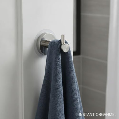 Wall Hook Stainless Steel Adhesive Mount for Bathroom Tile and Glass, Drill-Free Holder for Wet Towels and Robes (1 Piece) - size: 2.64 x 1.97 x 2.44 in