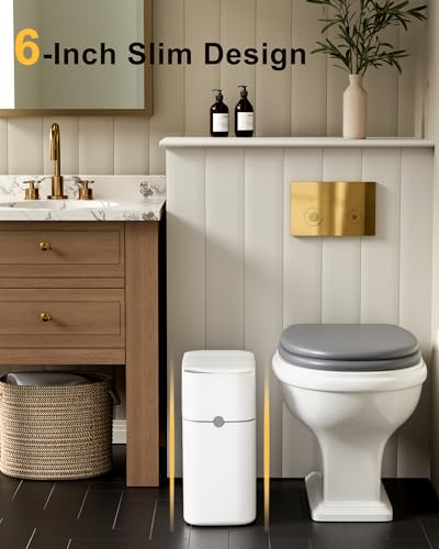 CTIME Touchless Automatic Bathroom Trash Can with Lid for Bathroom | Touchless trash can, Motion sensor,Waterproof trash can, Bathroom trash bin,Odor sealing, Bathroom privacy,Space-saving - size: Small