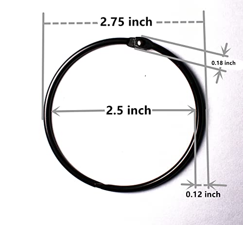 Black Shower Curtain Rings Metal Round Hooks Ring (15 Pack) 2.75 Inch Diameter Electrophoresis Rustproof for Bathroom Shower Rod - color: Black