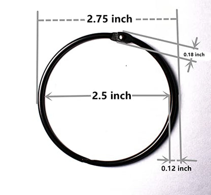 Black Shower Curtain Rings Metal Round Hooks Ring (15 Pack) 2.75 Inch Diameter Electrophoresis Rustproof for Bathroom Shower Rod - color: Black