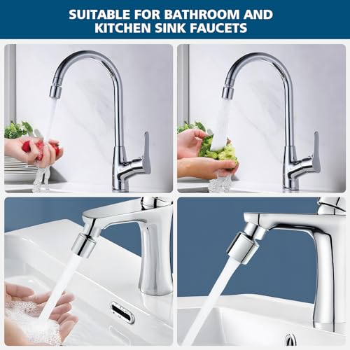 Swivel faucet aerator, 360° Swivel Kitchen Faucet Aerator, Dual-function 2-Flow Sprayer Faucet Head Replacement Kitchen Sink Faucet 55/64 inch Female Thread Faucet Extender (Chrome-1) - color: Chrome-1