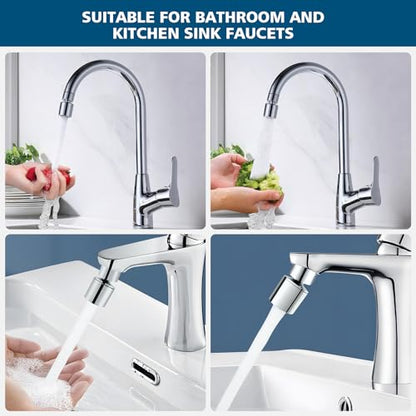 Swivel faucet aerator, 360° Swivel Kitchen Faucet Aerator, Dual-function 2-Flow Sprayer Faucet Head Replacement Kitchen Sink Faucet 55/64 inch Female Thread Faucet Extender (Chrome-1) - color: Chrome-1