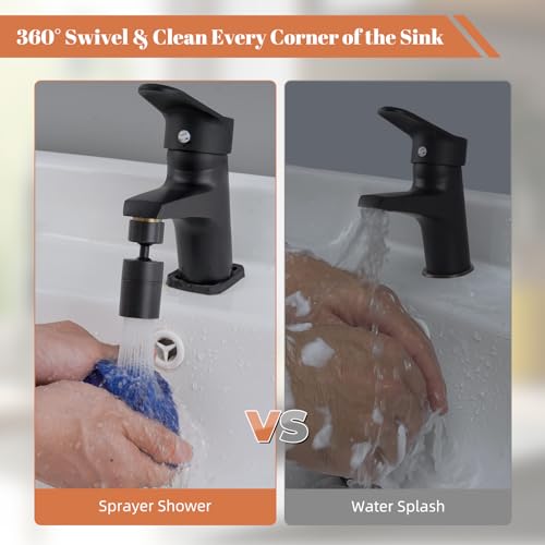 Hibbent Faucet Aerator, 360 Degree Kitchen Sink Faucet Aerator, Dual-function Swivel Big Angle Kitchen Faucet Attachment, Faucet Replacement Part, Oil-Rubbed Bronze - color: Oil Rubbed Bronze, style: Dual Modes