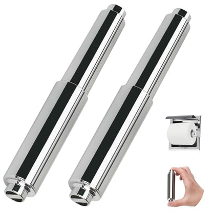 Toilet Paper Holder Roller Replacement, 2Pcs 6.5inch Plastic Toilet Paper Spring Rod Toilet Tissue Holder Replacement Spindle Replacement Rod fits Extra Large Bathroom Tissue Rolls (Silver) - color: Silver+0.59in