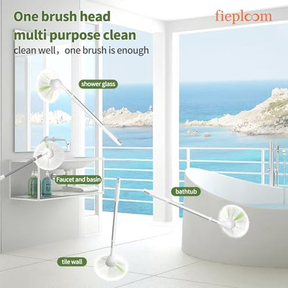 Non-Scratch Tub Tile Scrubber Brush, 28" Extendable Pole（1-Pack） | Soft Tub Brush Mop, Shower Brush with Long Handle for Bathtub Bathroom Sink Basin Tile Wall