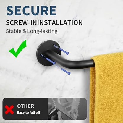 2 Packs Towel Bar 16-Inch Black Stainless Steel, Wall Mounted Bathroom Towel Rack with Mounting Screws, Rustproof - size: 16 inch