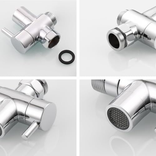 Sink Faucet Valve Brass 3-Way Diverter Splitter M22-M24 G1/2 Adaptor - color: Metal Sliver with 3 Adapters