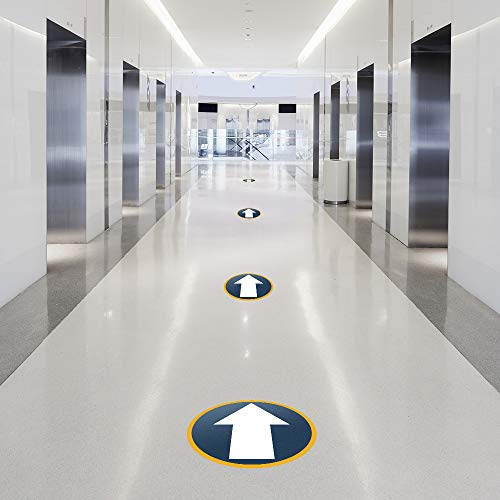 EVQ Arrow Floor Sticker 10 x 5 Inch Self-Adhesive Vinyl Decal 10 PCS | Non-Slip Removable Waterproof Reusable Large Directional Commercial Grade Arrow Floor Sign for Concrete Warehouse Office - color: 10" Diameter