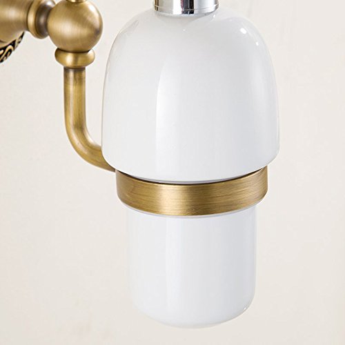 Leyden Antique Brass Soap Dispenser,Wall Mount Hand Soap Pump Bathroom Liquid Holder Lotion Bottles Vintage Dish Ceramics Removable for Kitchen Sink Countertop