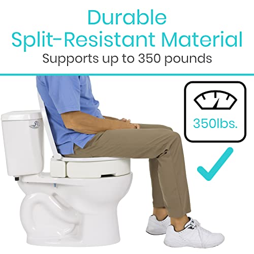 Vive Raised Toilet Seat (Elongated, Adds 3.5 Inches) - Elevated Toilet Seat Riser & Extender for Seniors & Handicap - High Rise Toilet Extension for Elderly - Portable Commode Toilet Booster for Adult | Riser & Extender for Seniors & Handicap - High Rise
