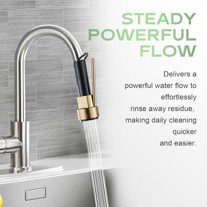 Pull Down Kitchen Faucet Replacement Head, 3-Mode Spray Head with Stream/Spray/Pause, High Pressure Anti-Clog Nozzle, Easy Installation, Universal Fit for Most Kitchen Faucets Brushed Gold - color: Industrial Spray Head - Gold