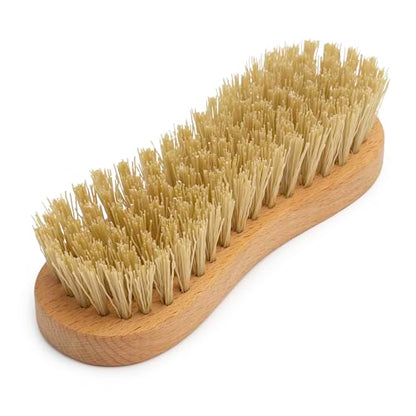 KONEX Nylon Fiber Economy Utility Cleaning Hand Brush | Heavy Duty Hand-Held Scrub Brush Stiff Bristles | Wooden Body, Ideal Scrub Brushes for Cleaning (Peanut Shaped) - size: 1 Count (Pack of 1)