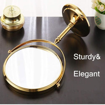 Gold Makeup Mirror 1X/10X Free Standing for Bathroom 8 Inches 360 Swivel Dual-Sided Tabletop Makeup Mirror, Metal - color: Gold Without Light