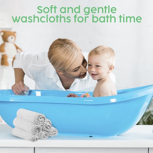 San Francisco Baby Bamboo Rayon Washcloths for Newborn - Soft, Absorbent, 6-Piece, White - color: White