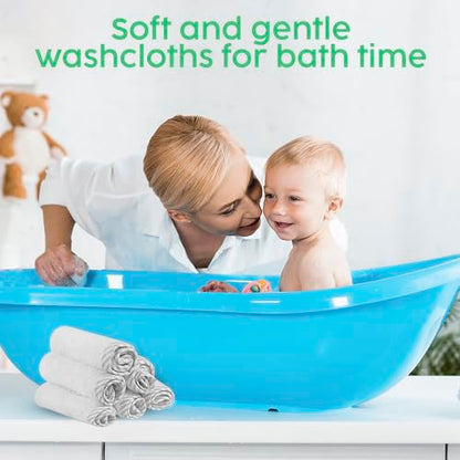 San Francisco Baby Bamboo Rayon Washcloths for Newborn - Soft, Absorbent, 6-Piece, White - color: White