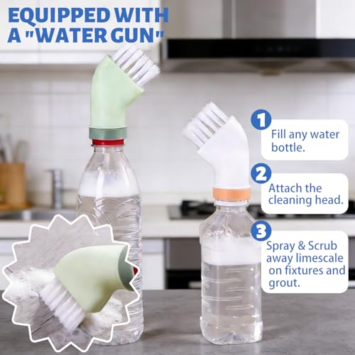 Crevice Cleaning Brush Set，Grill Brush，Hard Bristle Crevice Cleaner Connected to Mineral Water Bottle，for use in: Kitchen, Bathroom Sinks and Corners, Crevices, Window Tracks, and Tight Spaces.4pcs