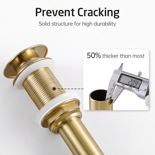 KES Pop Up Sink Drain Stopper Without Overflow, Brushed Gold 2 Pack | Drains for Bathroom Vessel Sink, All Metal Rustproof Brass and 304 Stainless Steel, for 1.6"-1.9" Sink Hole, S2008D-BZ-P2 - color: Brushed Gold, style: NO Overflow, 2 Pack