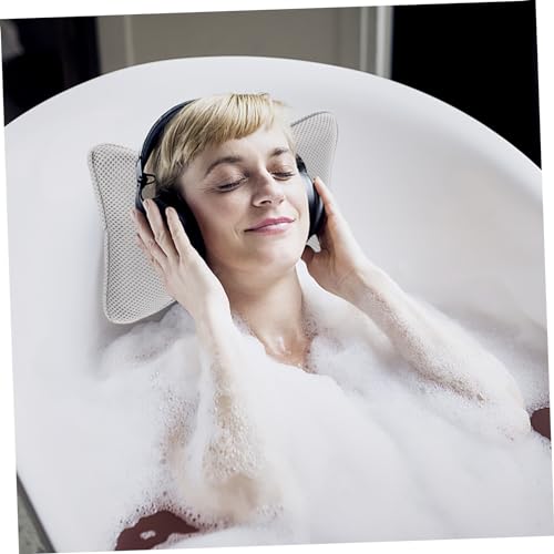 NOLITOY 1pc Non-Slip Bathtub Pillow Suction Cups for Head and Neck Support Comfortable Grey Cushion for Spa and Relaxation Bathtubs Material for Maximum Grip
